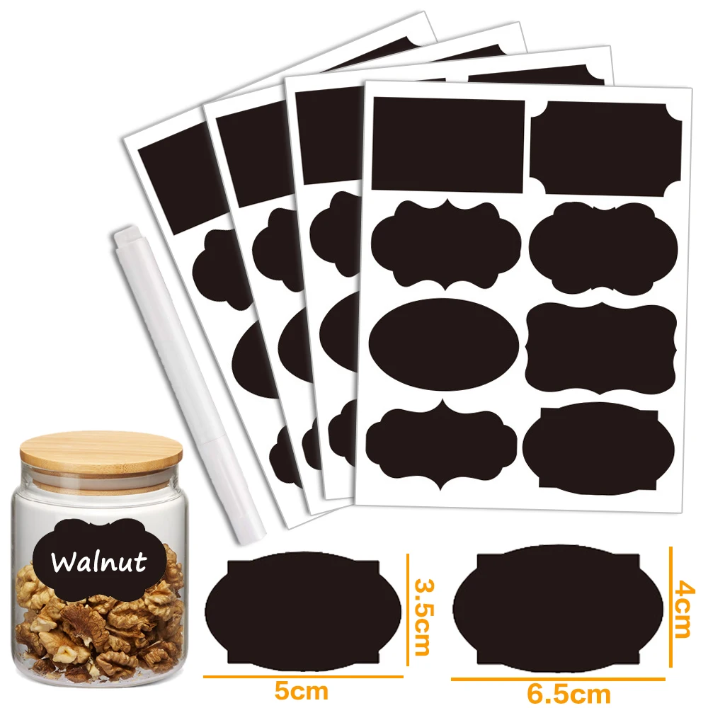 Waterproof Container Labels Reusable Chalkboard Stickers Labels for Spice Jars 16 Sheets 150 Pcs Chalkboard Labels Containers Bottles Glass